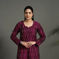 Buy Purple Mercerised Cotton Straight Pochampally Ikat Kurta