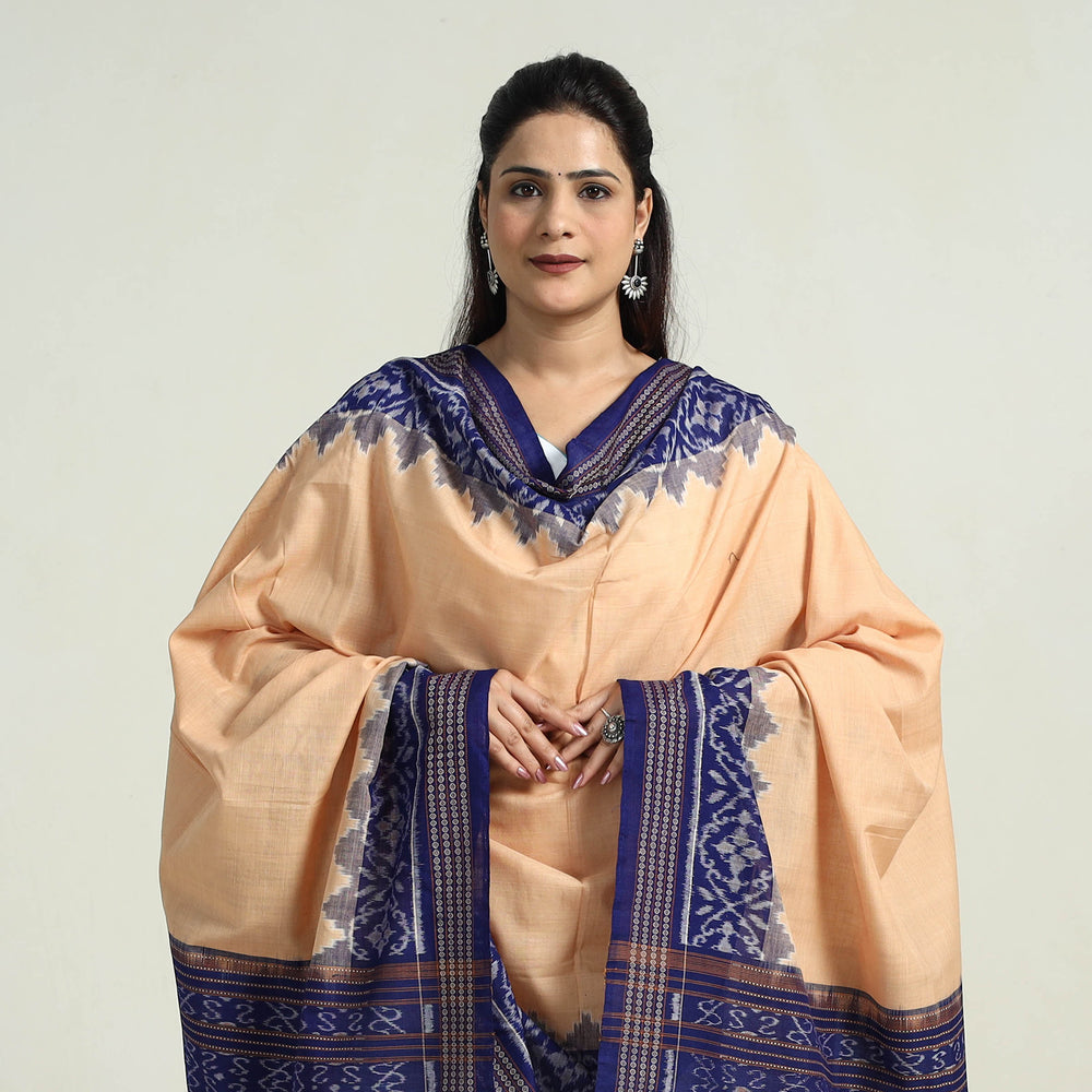 Beige - Sambalpuri Ikat Weave Handloom Cotton Dupatta 07