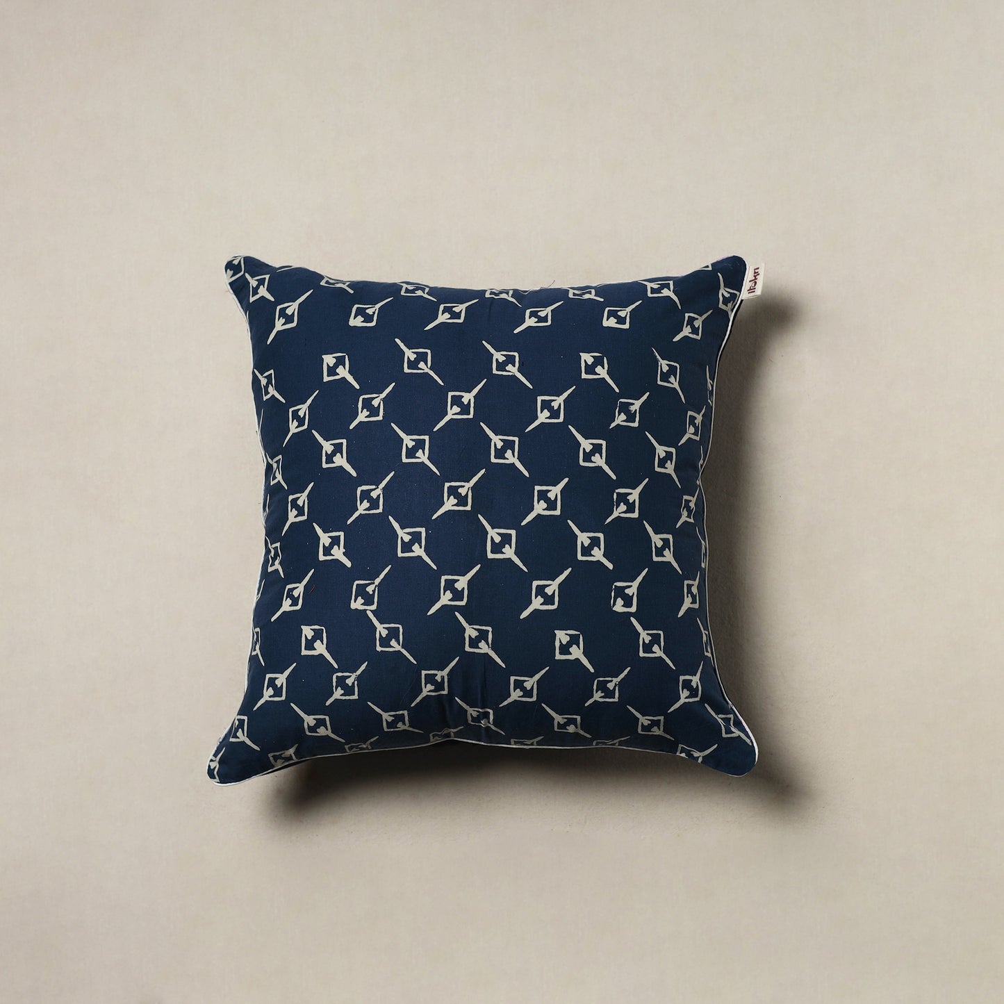 Indigo Bagru Hand Block Print Cushion Cover (16 x 16 in) 60