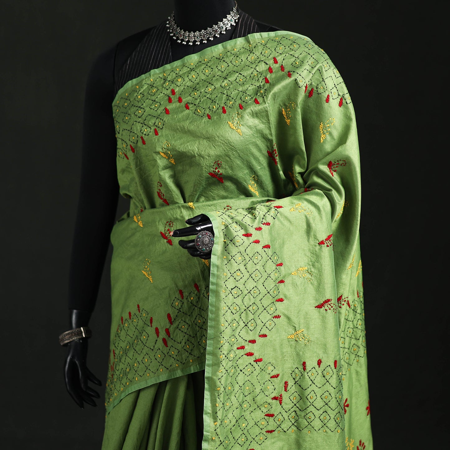 Hand Embroidered Silk Saree 76
