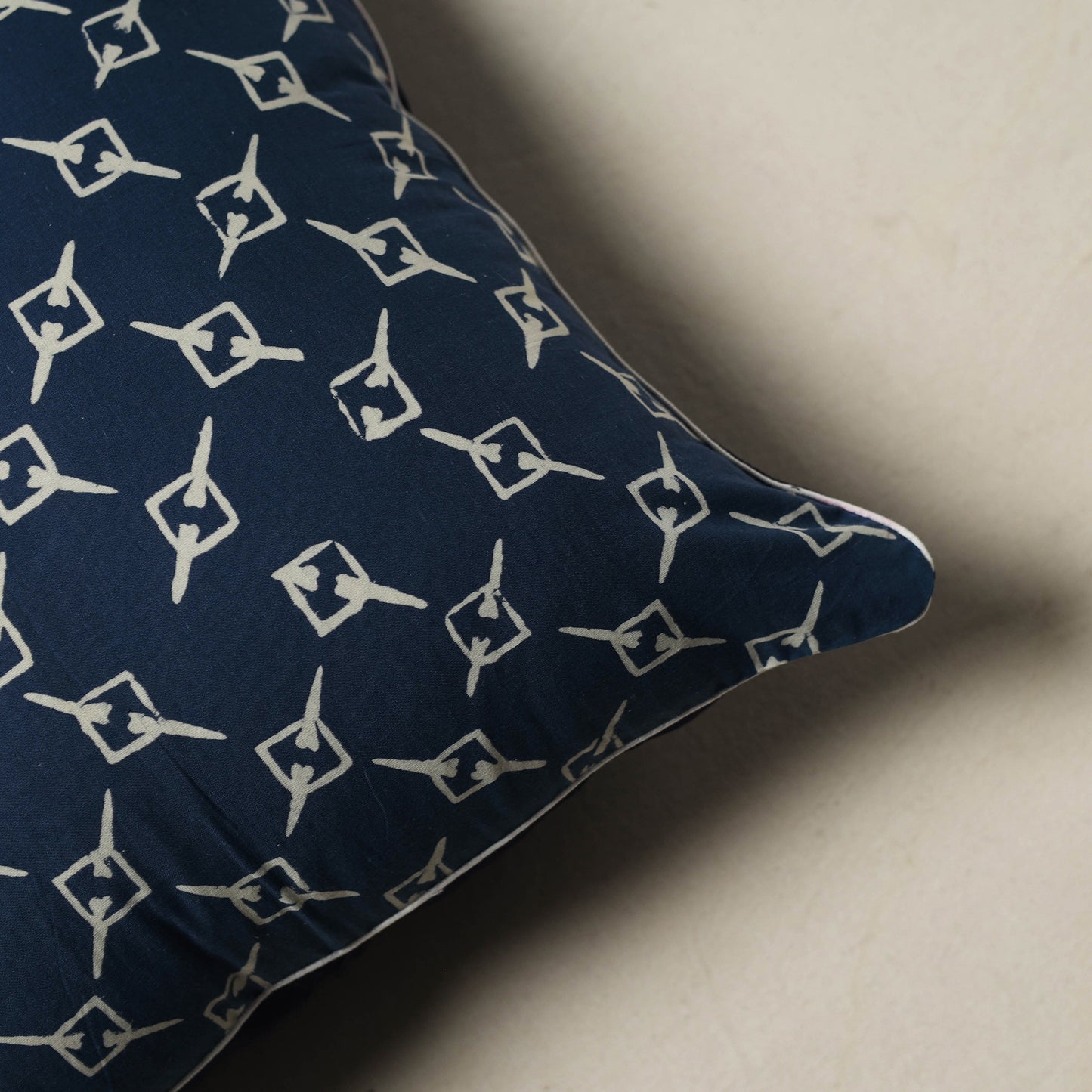Indigo Bagru Hand Block Print Cushion Cover (16 x 16 in) 60