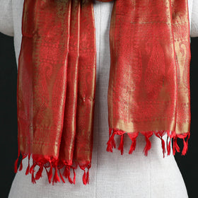 Handwoven Banarasi Pure Silk Stole with Tassels 08