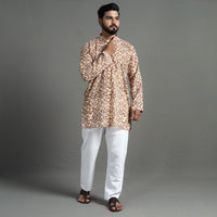 Sanganeri Block Printed Cotton Men Short Kurta 06