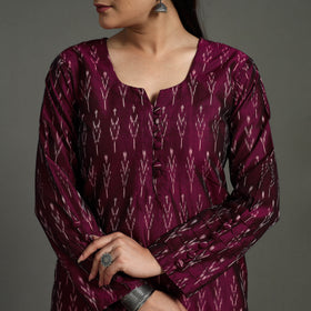 Buy Purple Mercerised Cotton Straight Pochampally Ikat Kurta