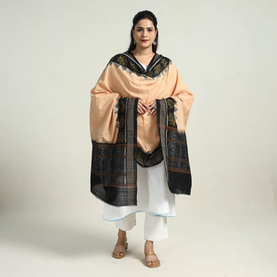 Beige - Sambalpuri Ikat Weave Handloom Cotton Dupatta 08