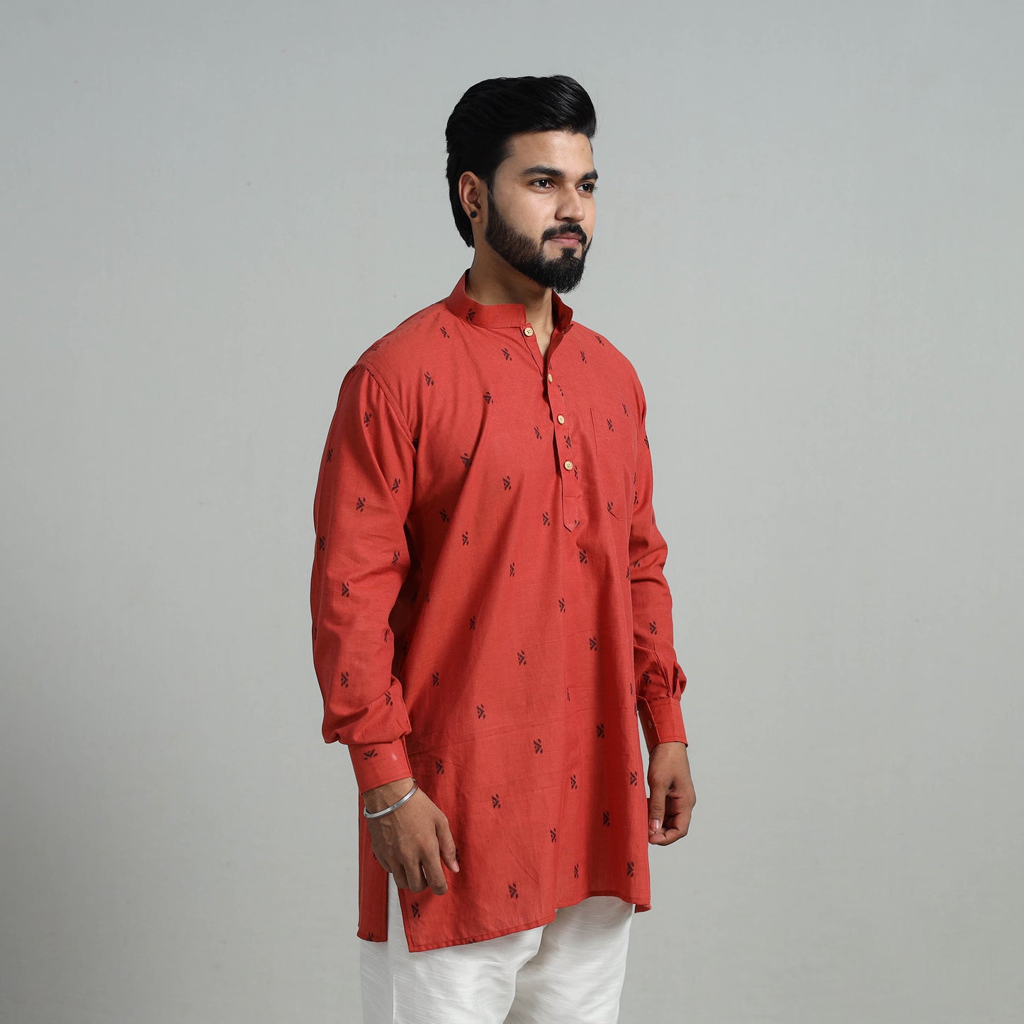 Cotton Short Jacquard Kurta for Men 04