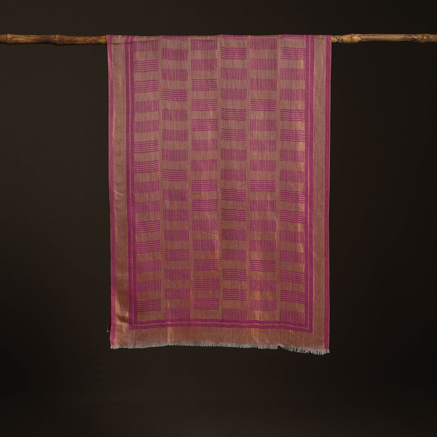 Plain Zari Weave Fine Wool Stole for Women 43