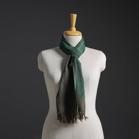 Green - Kumaun Handwoven Merino Wool Scarf 225