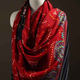Kutch Bandhani Handwoven Neran Hand Embroidery Merino Wool Shawl 47