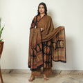 Black - Bagh Block Printed Cotton Kurta with Palazzo & Dupatta Set 06