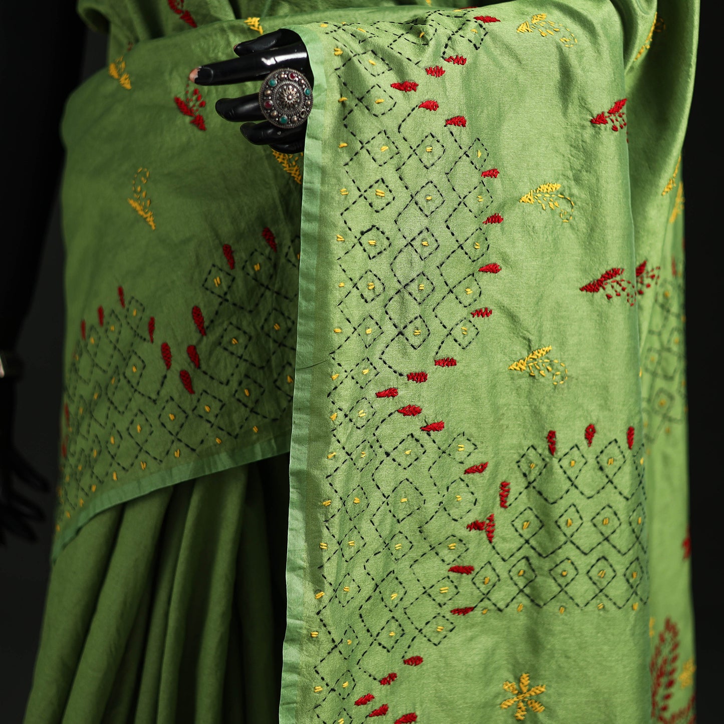 Hand Embroidered Silk Saree 76