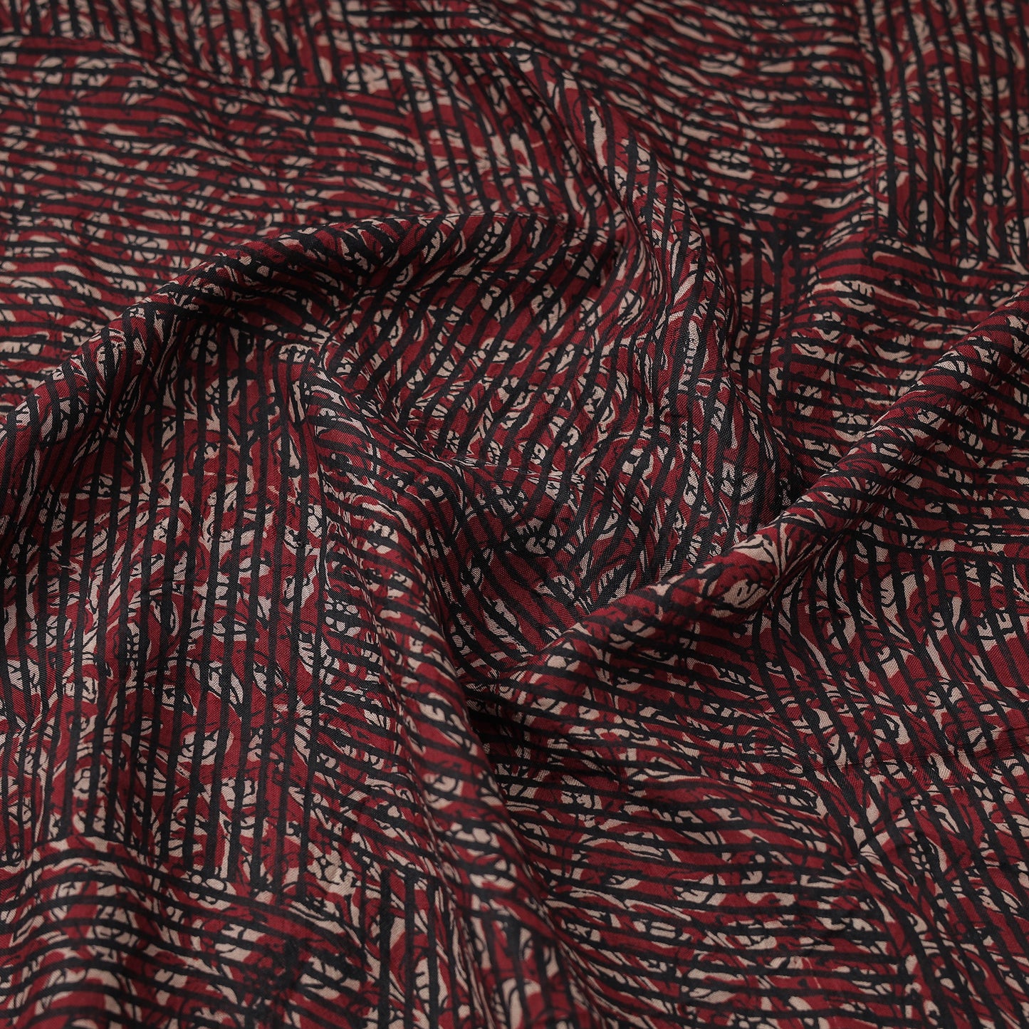 Maroon - Mulberry Silk Bagh Print Fabric 14