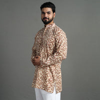 Sanganeri Block Printed Cotton Men Short Kurta 06