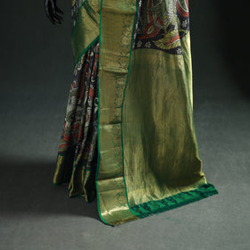 Kanjeevaram Pure Handloom Mulberry Silk Handpainted Srikalahasti Pen Kalamkari Saree with Zari Work 18