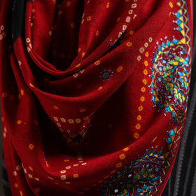 Kutch Bandhani Handwoven Neran Hand Embroidery Merino Wool Shawl 47