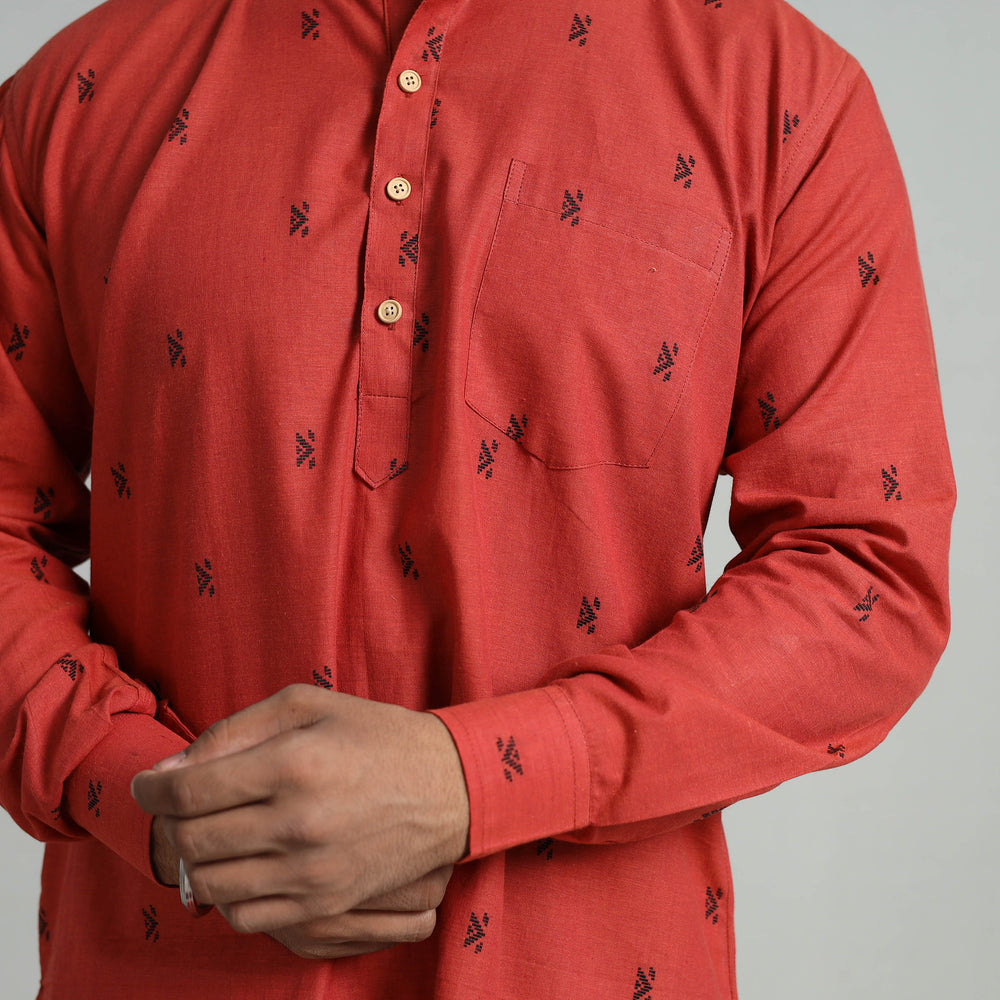 Cotton Short Jacquard Kurta for Men 04