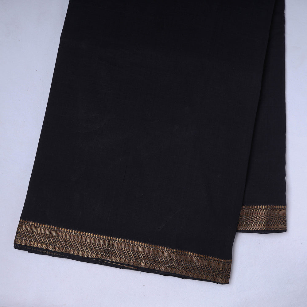 Black - Mangalagiri Handloom Cotton Nizam Zari Border Fabric 01