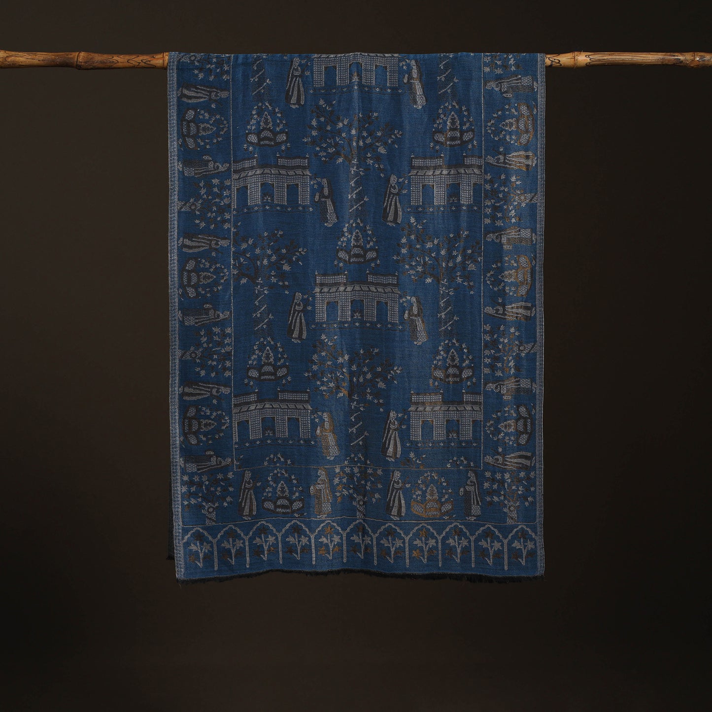 Kani Weave Zari Jaal Fine Wool Stole for Women 41
