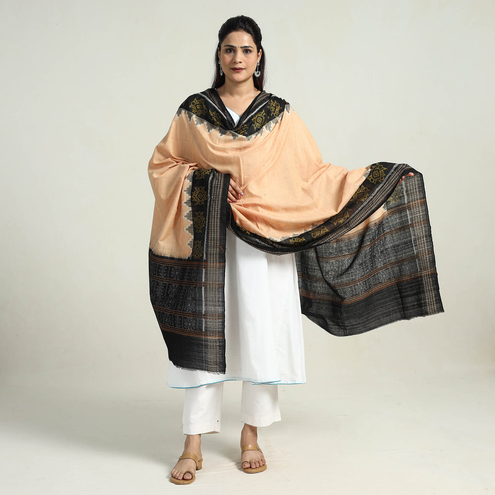 Beige - Sambalpuri Ikat Weave Handloom Cotton Dupatta 08