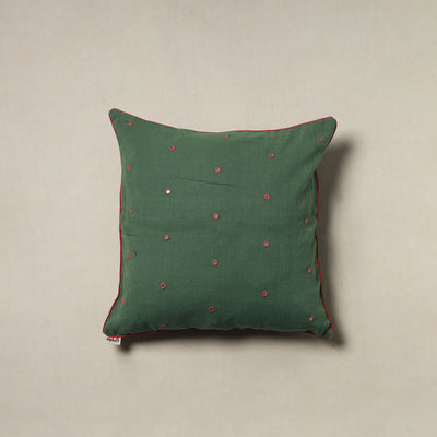 Handwoven Kala Cotton Mirror Work Cushion Cover (16 x 16 in) 61