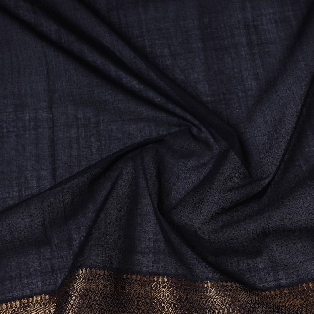 Black - Mangalagiri Handloom Cotton Nizam Zari Border Fabric 01