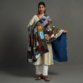 Multicolor - indigo reversible patchwork cotton dupatta 23