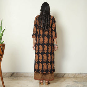 Black - Bagh Block Printed Cotton Kurta with Palazzo & Dupatta Set 06