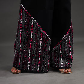 Black - kantha hand embroidery palazzo in cotton 18