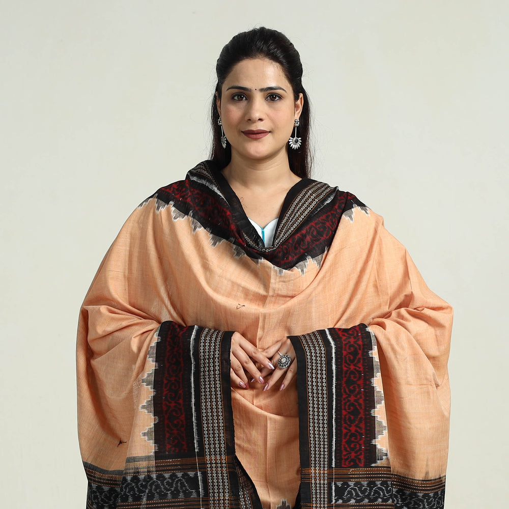 Beige - Sambalpuri Ikat Weave Handloom Cotton Dupatta 09