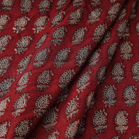 Maroon - Mulberry Silk Bagh Print Fabric 15