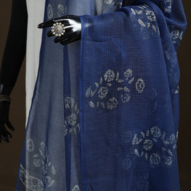 Blue - Akola Hand Block Print Natural Dyed Kota Doria Cotton Dupatta 30