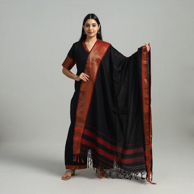 Black - Cotton Dharwad Kurta Set with Palazzo & Dupatta 17