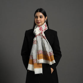 Multicolor - pure wool sanganeri stole 42 - handcrafted