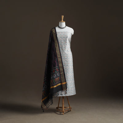 Pochampally Ikat Handloom Sico Unstitched Dress Material: Kurta with Dupatta 21