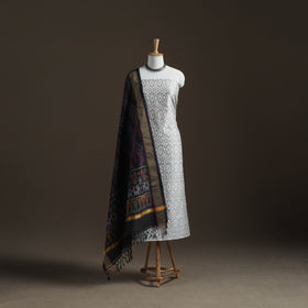 Pochampally Ikat Handloom Sico Unstitched Dress Material: Kurta with Dupatta 21