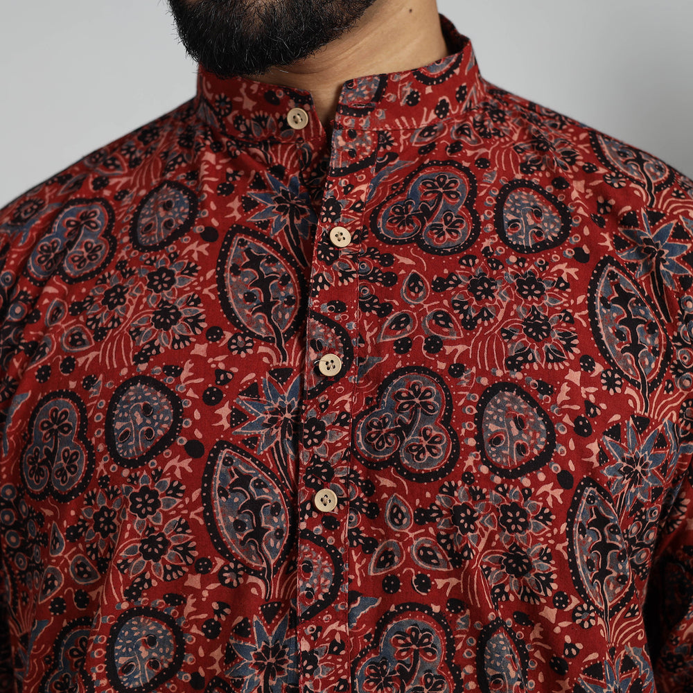 Ajrakh Block Printed Cotton Men Long Kurta 15