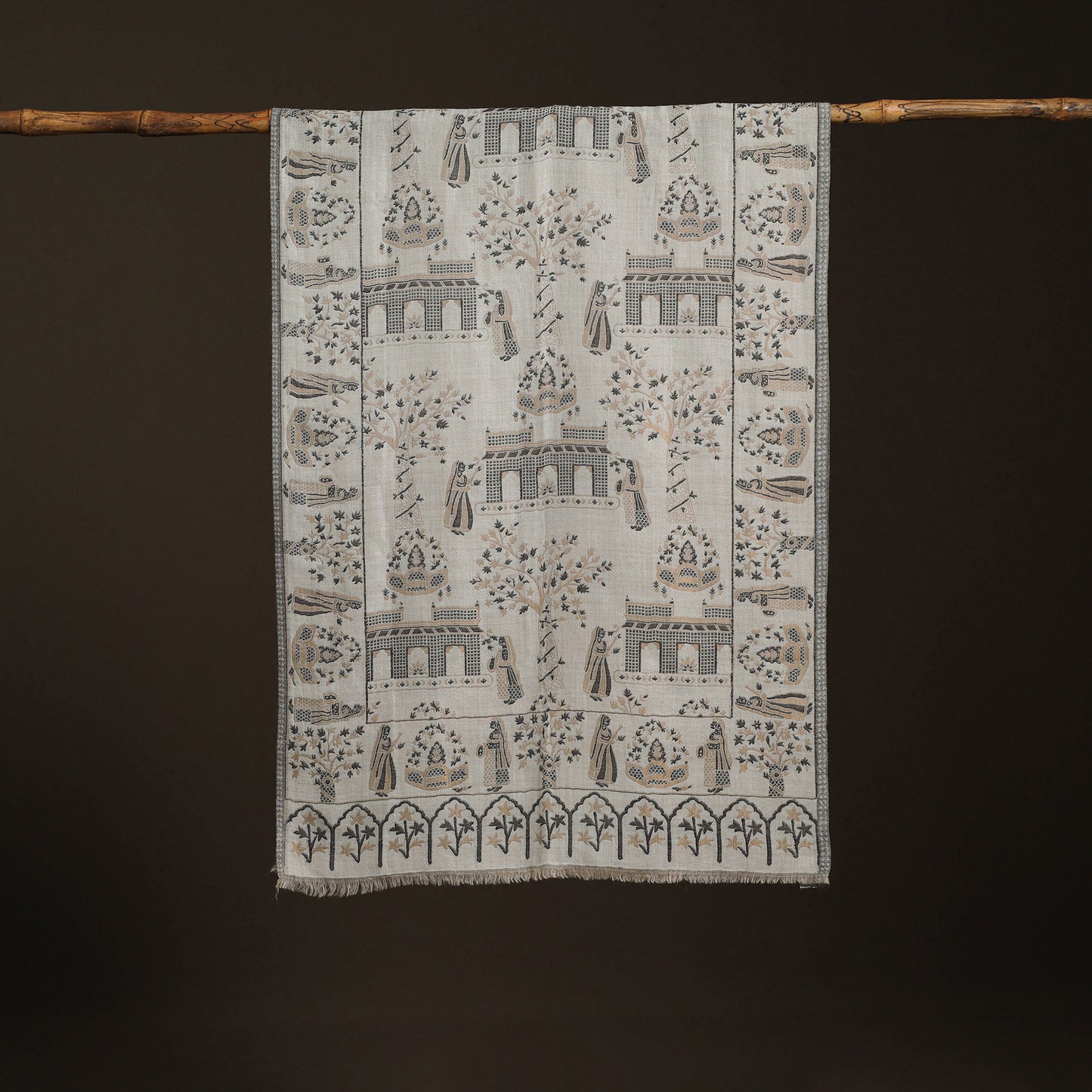 Kani Weave Zari Jaal Fine Wool Stole for Women 39