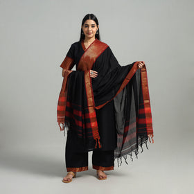  Black Cotton Dharwad Kurta Set with Palazzo & Dupatta