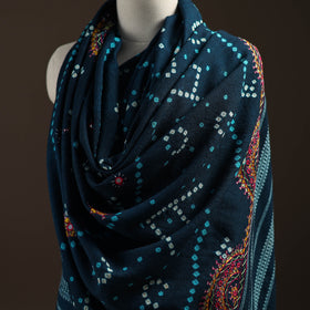 Kutch Bandhani Handwoven Neran Hand Embroidery Merino Wool Shawl 48