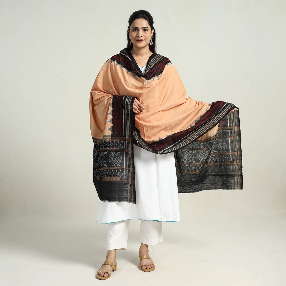 Beige - Sambalpuri Ikat Weave Handloom Cotton Dupatta 09