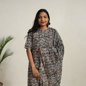 Black - printed cotton kalamkari kurta set 03 - handcrafted