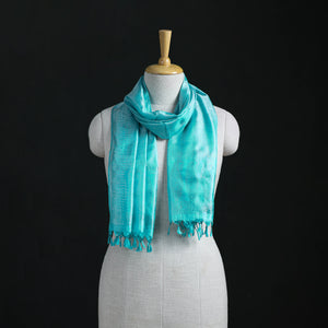 Blue - Handwoven Banarasi Pure Silk Stole with Tassels 03