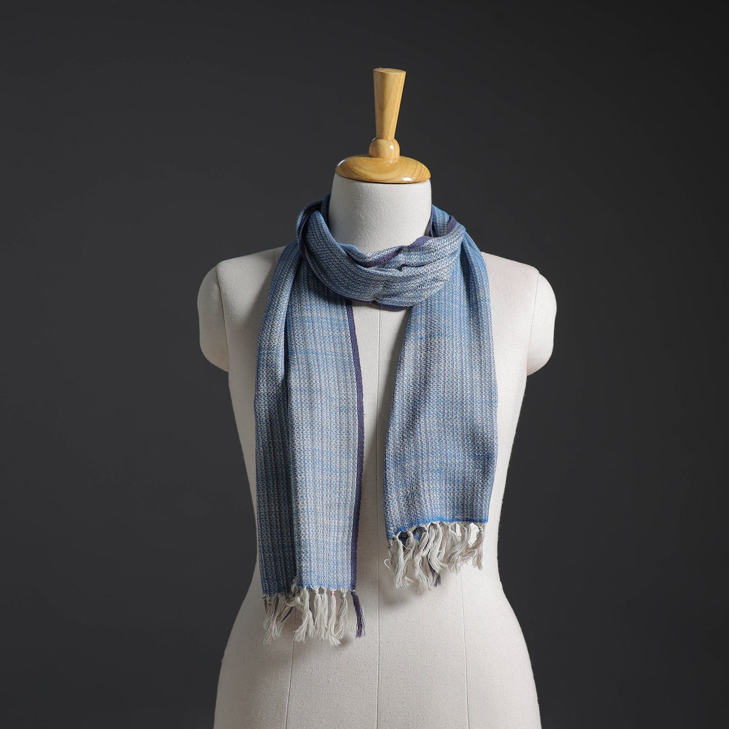 Blue - Kumaun Handwoven Pure Merino Wool Scarf 228