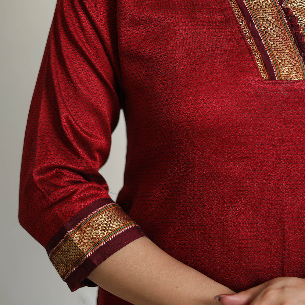 Red - Traditional Cotton Khun Straight Kurta for Women 07