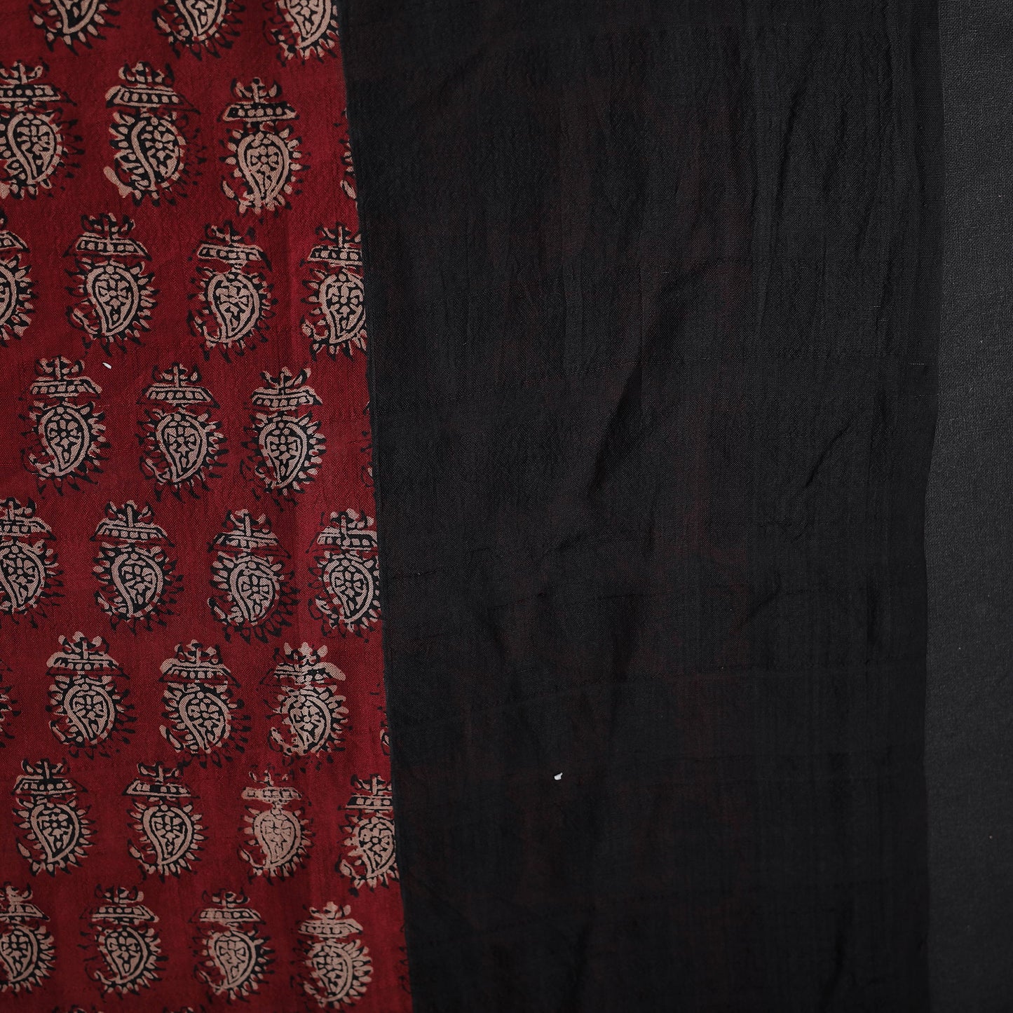 Maroon - Mulberry Silk Bagh Print Fabric 15