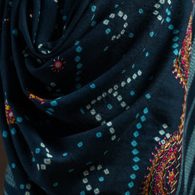 Kutch Bandhani Handwoven Neran Hand Embroidery Merino Wool Shawl 48