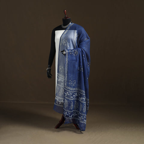 Akola Hand Block Print Natural Dyed Kota Doria Cotton Dupatta 31