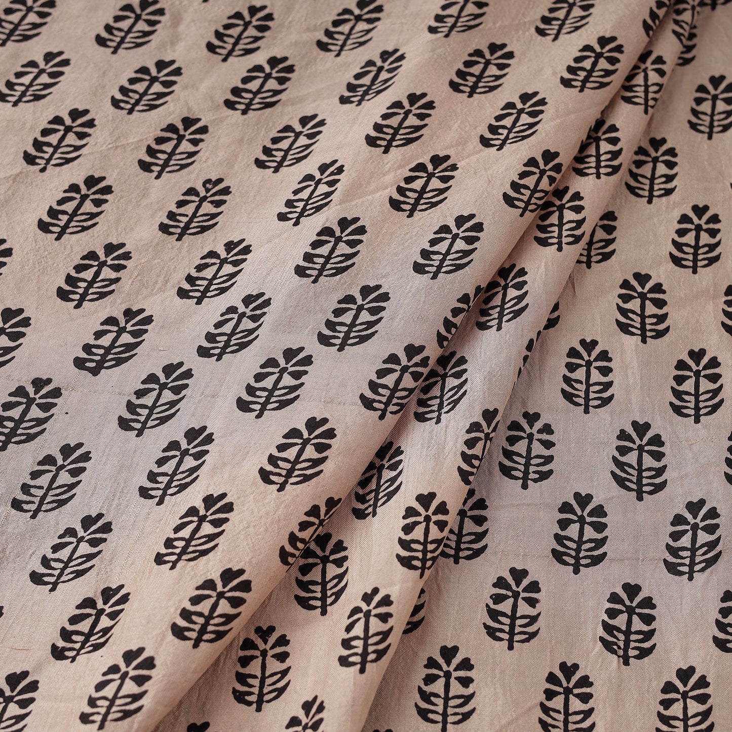 Beige - Mulberry Silk Bagh Print Fabric 16