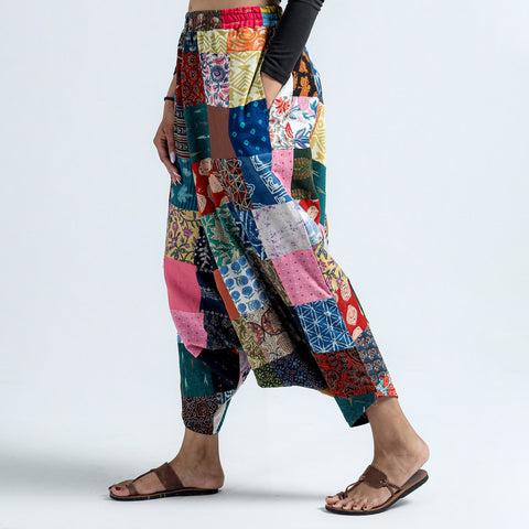 Multicolor - Block Printed Handmade Patchwork Cotton Harem Pant