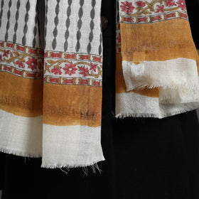 Multicolor - pure wool sanganeri stole 42 - handcrafted